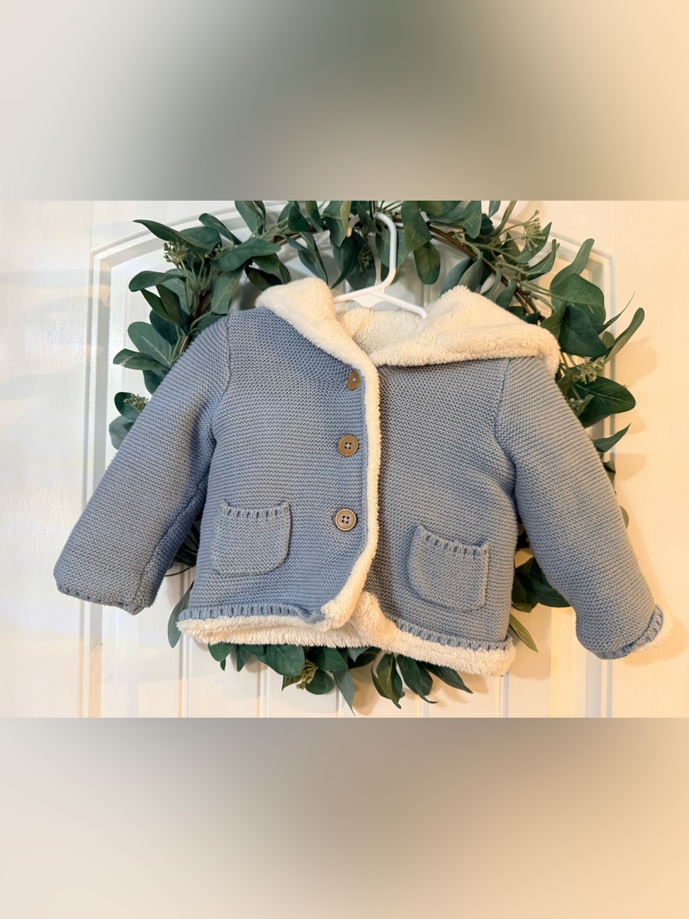 🌿4/$25 • Baby Boy Bear Sweater Knit Hooded Jacket - Blue